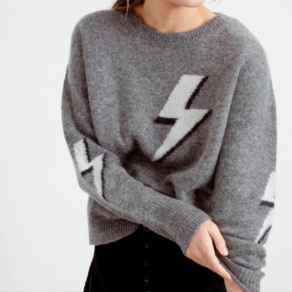 Rails Virgo Grey Lightning Bolt Sweater Size Medium